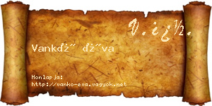 Vankó Éva névjegykártya
